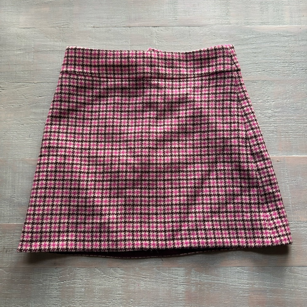 Nancy Drew vibes Pink Tweed J. Crew Pink and Burgundy A-Line Mini Skirt